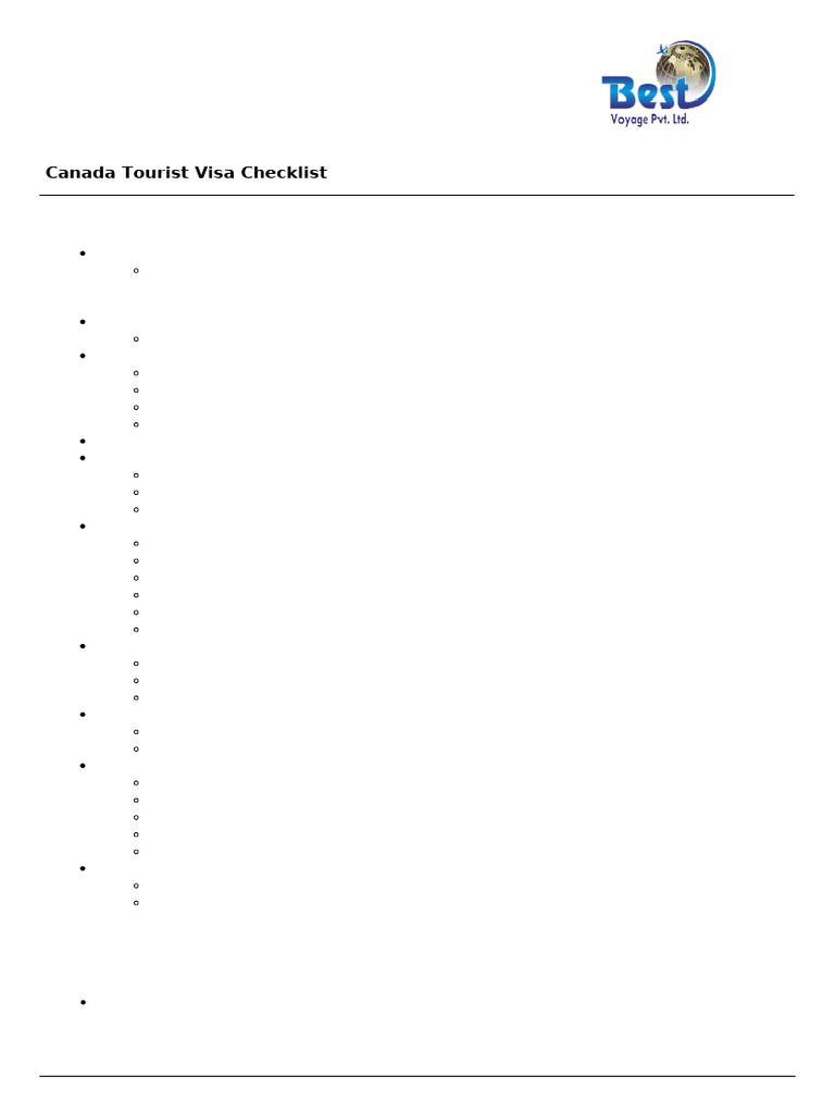 Canada Tourist Visa Requirements Checklist | PDF | Travel Visa | Passport