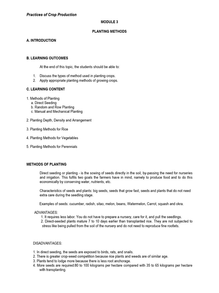 MODULE 3 Planting Methods | PDF