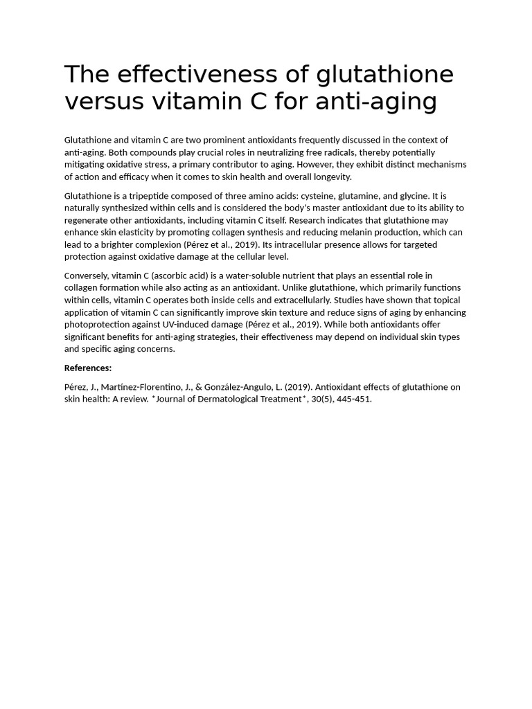 The effectiveness of glutathione versus vitamin c for anti pdf