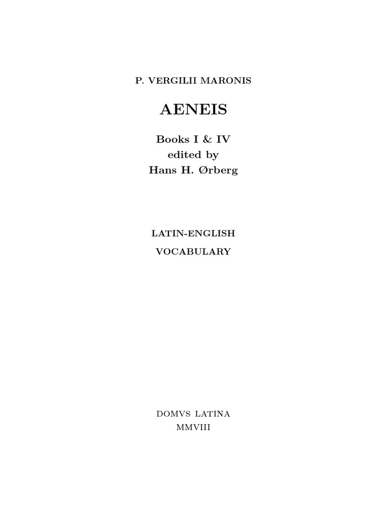 Vergilii Aeneis I Iv Vocabulary Pdf