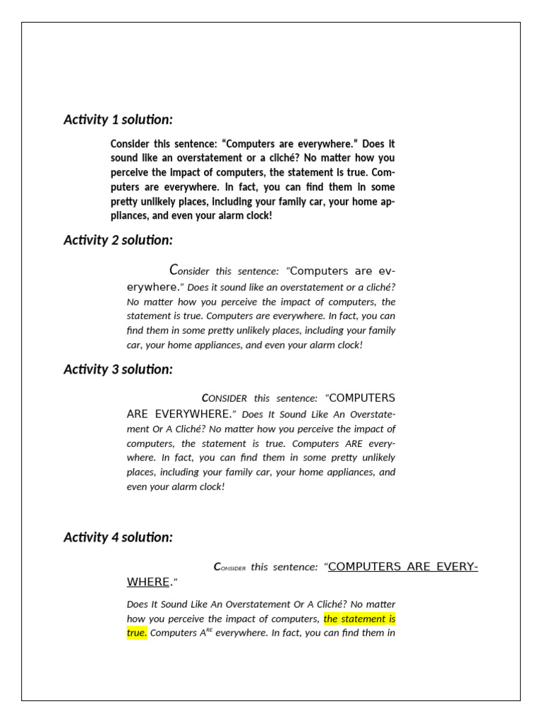 ICT Activity Overview and Solutions | PDF | Computing