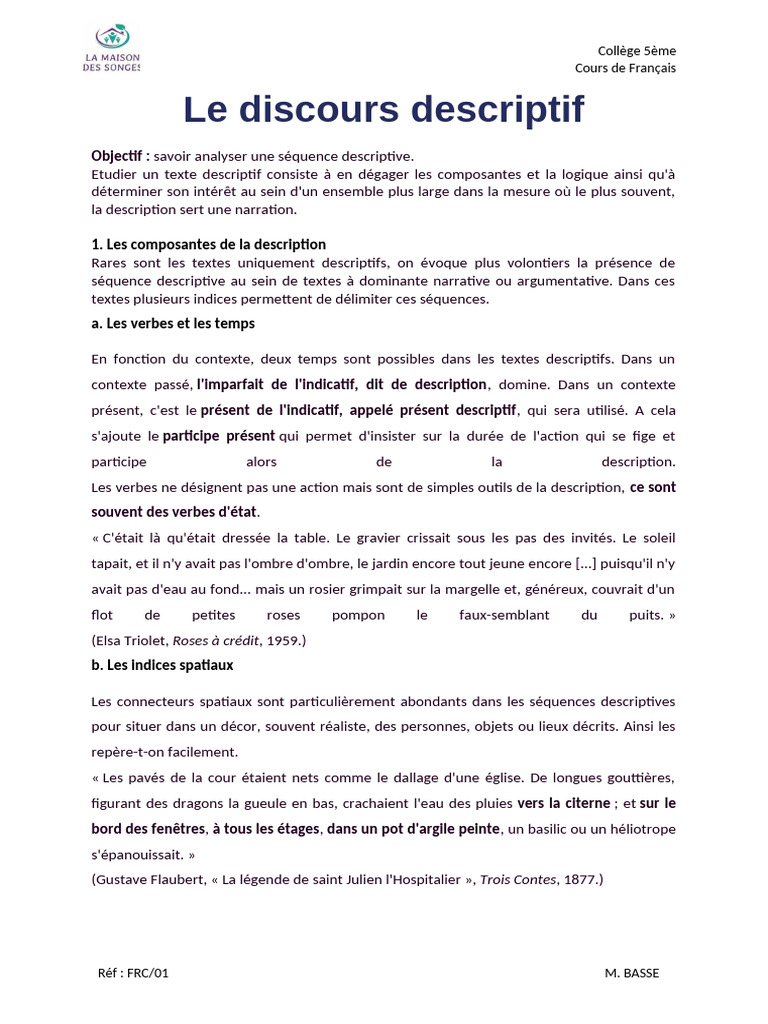 Le Discours Descriptif | PDF