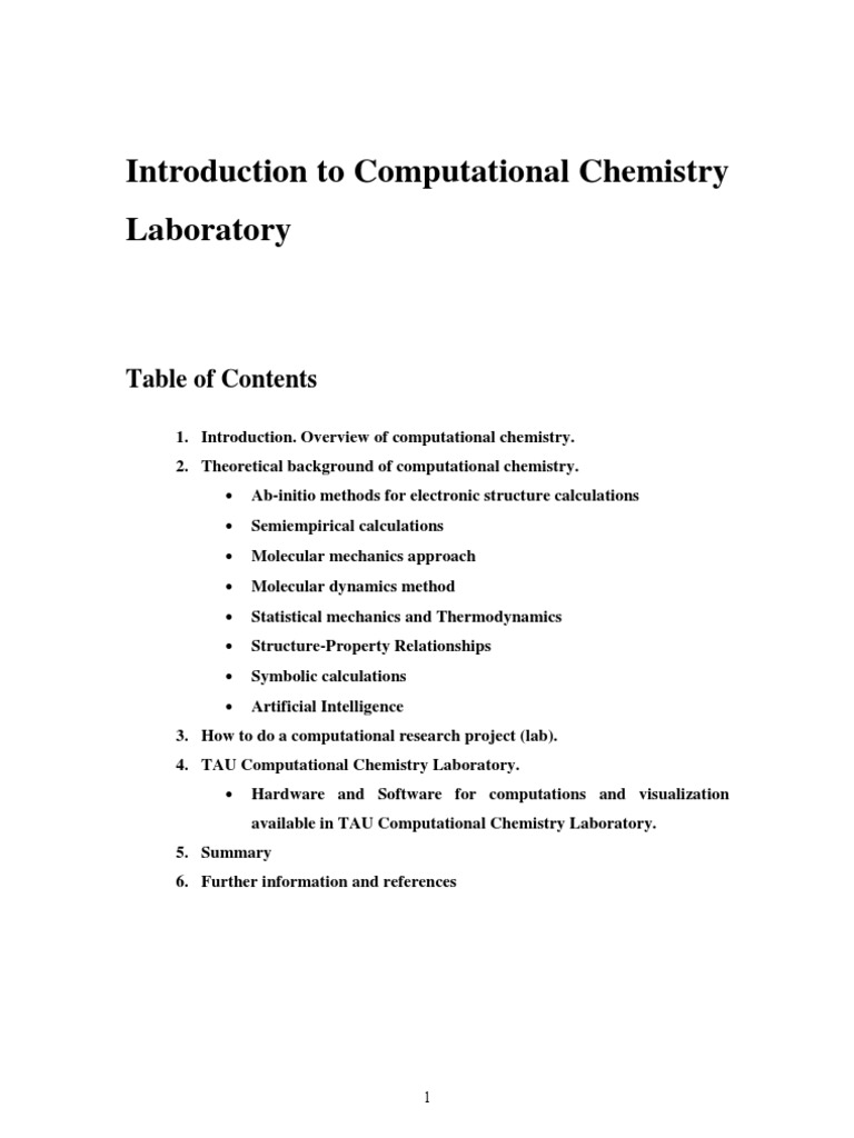 Introduction To Computational Chemistry Pdf