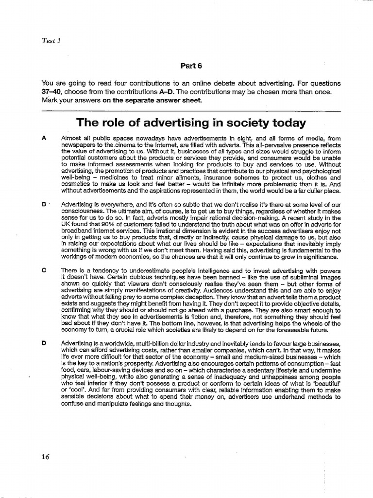 Cambridge Cae Reading Part 6