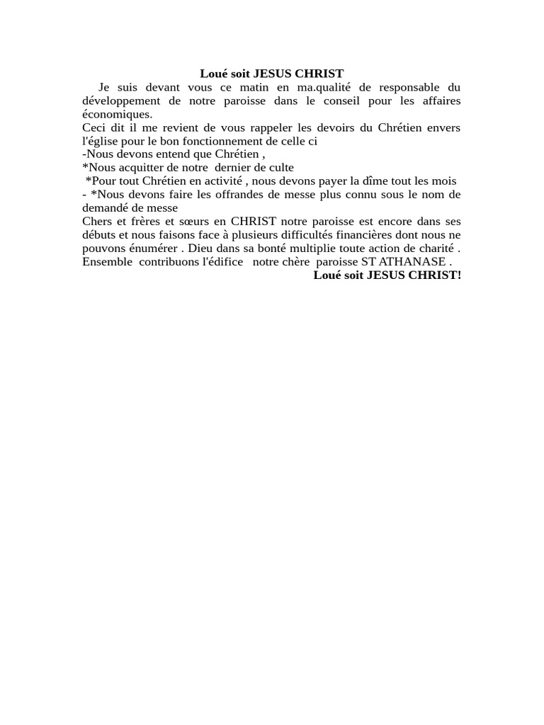 Loué Soit Jésus Christ | PDF