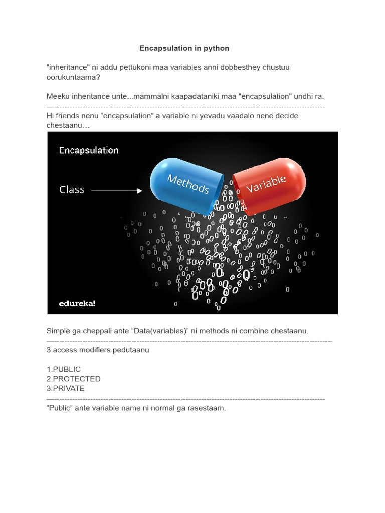 Encapsulation in Python | PDF