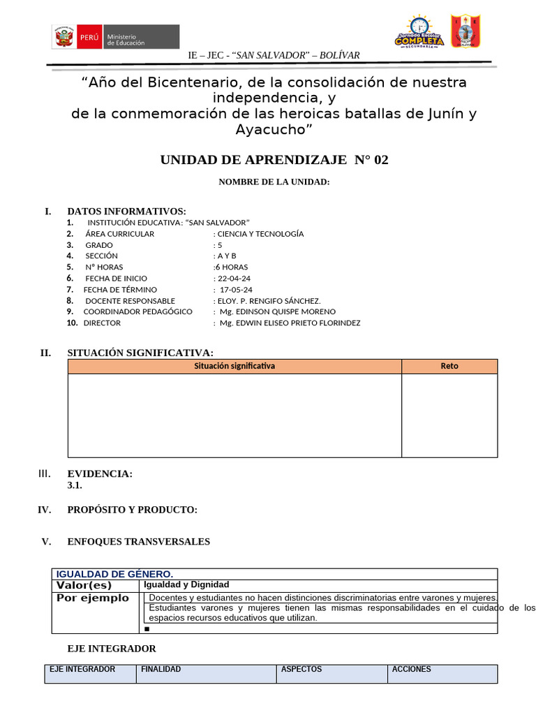 Unidad de Aprendizaje #3 CT 5° | PDF | Evaluación | Crecimiento ...