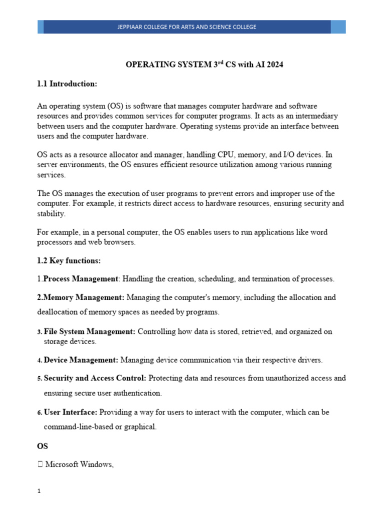Os Unit 1 Intro | PDF
