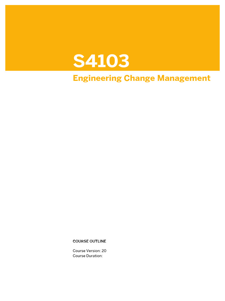 Engineering Change Management: Course Outline | PDF