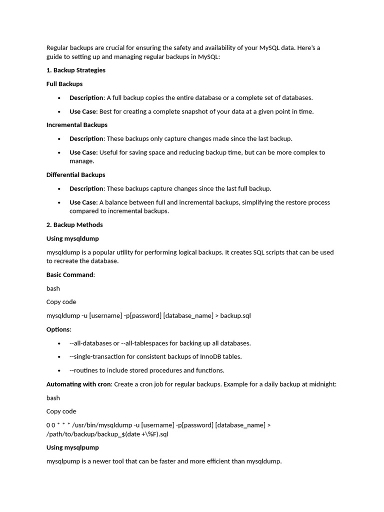 Physical and Logical Backup | PDF