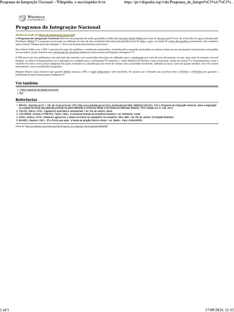 Programa de Integração Nacional | PDF