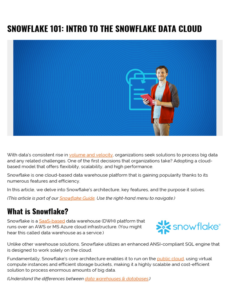 Snowflake 101 Intro To The Snowflake Data Cloud | PDF