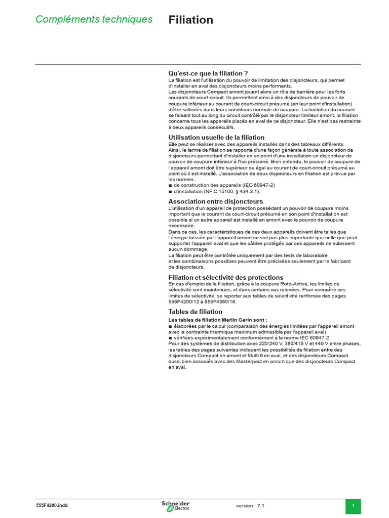 Tableau de Filiation Merlin Gerin | PDF