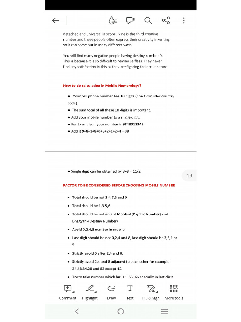 Mobile Numerology Sample Page Pdf