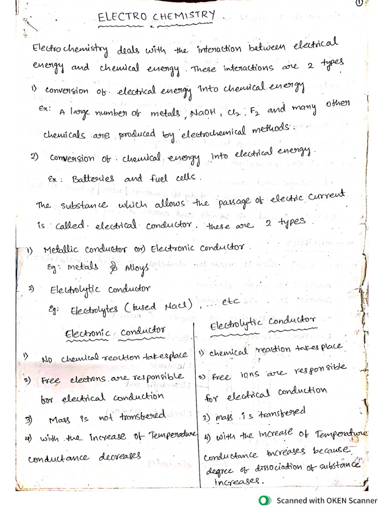 Electrochemistry Notes | PDF