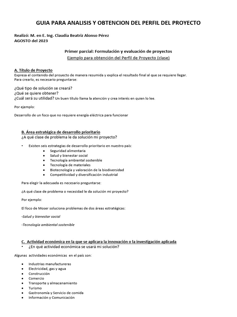 Guía para Perfil de Proyecto 2023 | PDF | Trabajo Social | Crecimiento ...