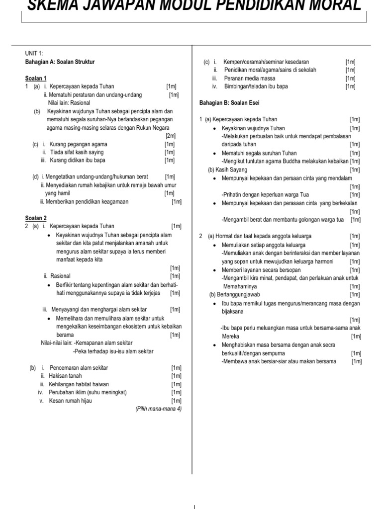 Skema Jawapan Moral Pdf