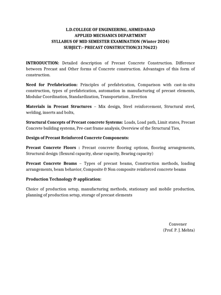 Mid Sem Exam Syllabus - PC | PDF