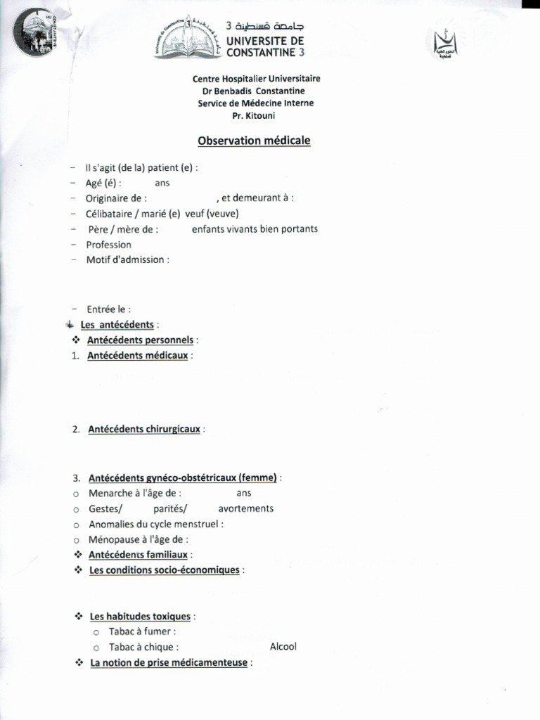 Observation Médicale Med Interne | PDF