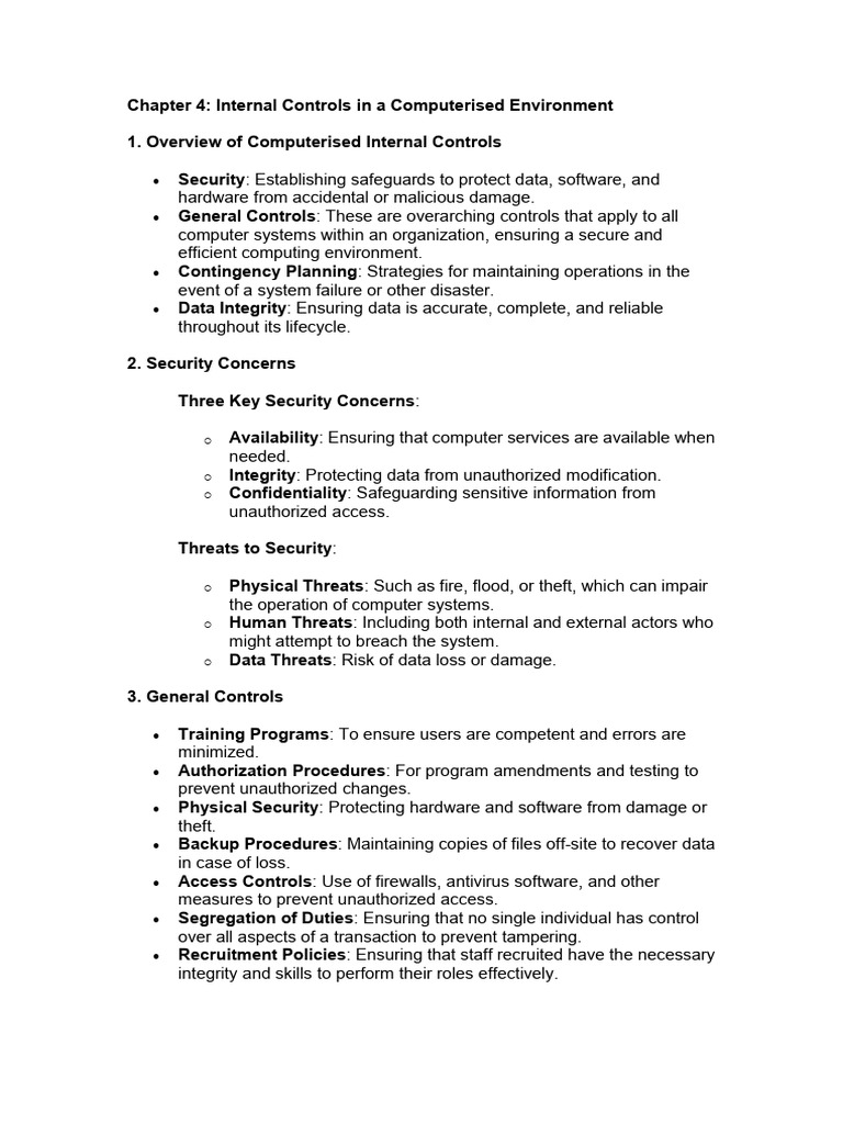Computerised Internal Controls Overview | PDF | Business | Security