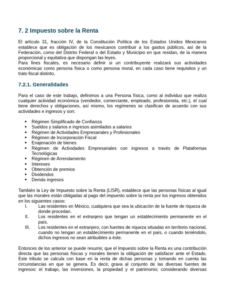 Impuesto Sobre La Renta Personas Fisicas | PDF