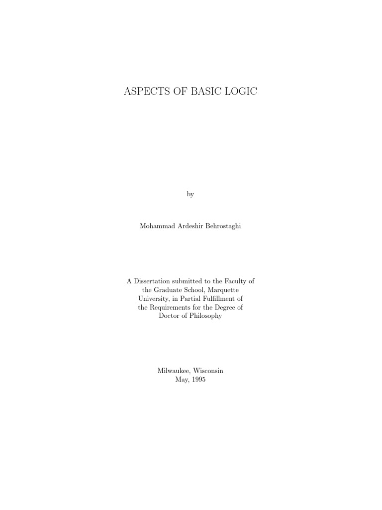 Aspects of Basic Logic | PDF