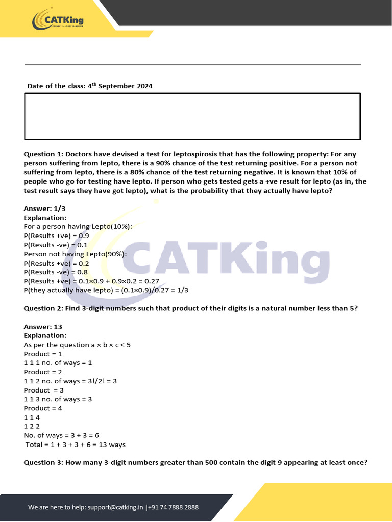 4th Sept - A1, A2, A3 - Probability | PDF