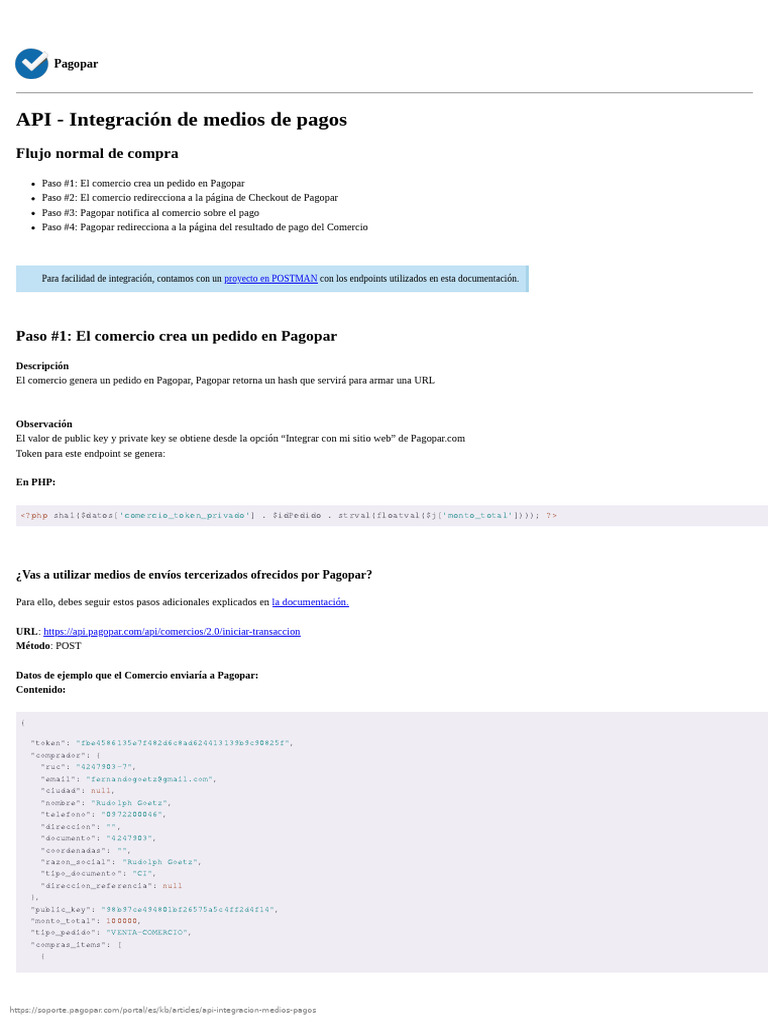 Api Integracion Medios Pagos | PDF