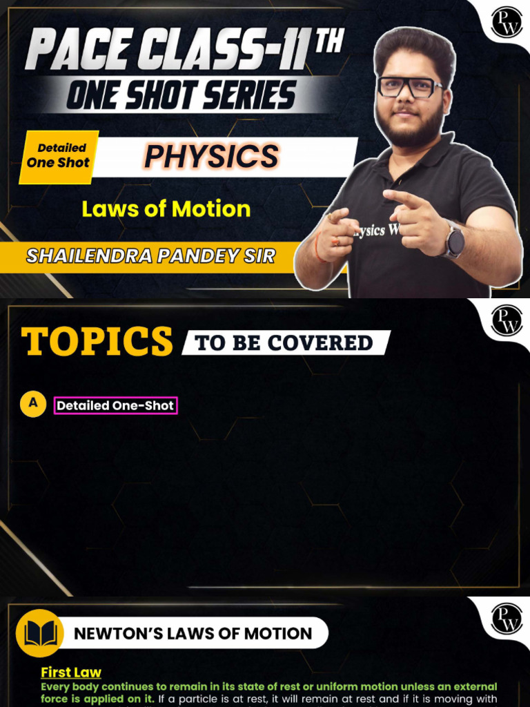 Laws of Motion Class Notes Pace Class - 11th One Shot Series | PDF