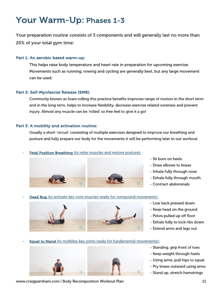 Body Recomposition Warm-Up Guide | PDF | Musculoskeletal System ...