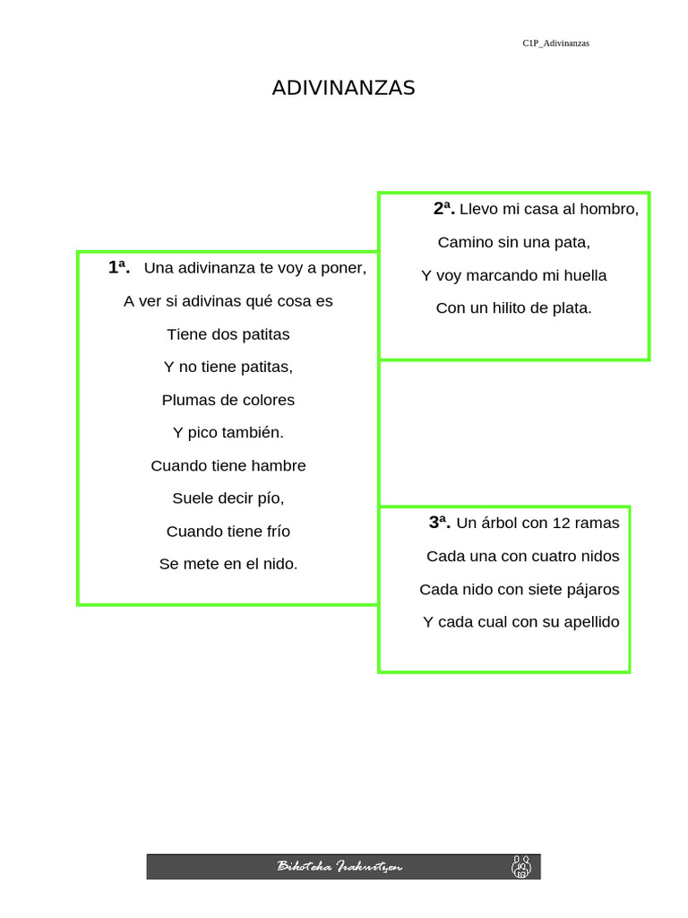Adivinanzas 3 Primaria | PDF