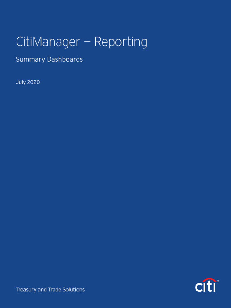 CitiManager Reporting Summary Dashboards | PDF