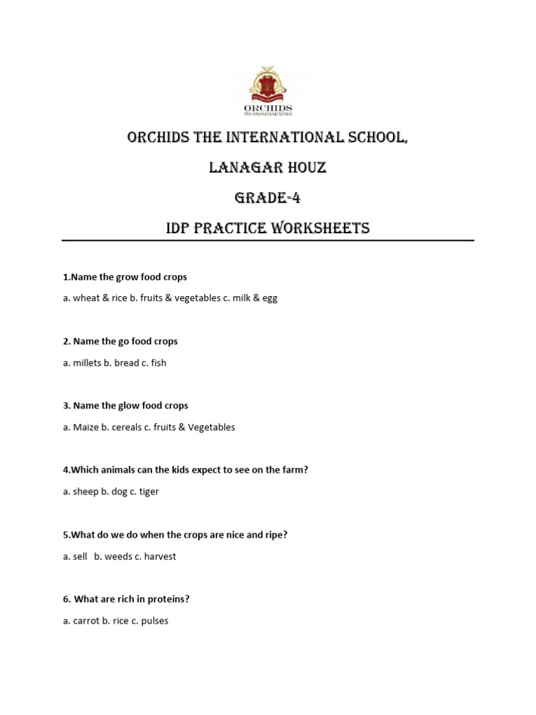 Grade 4 Worksheet | PDF