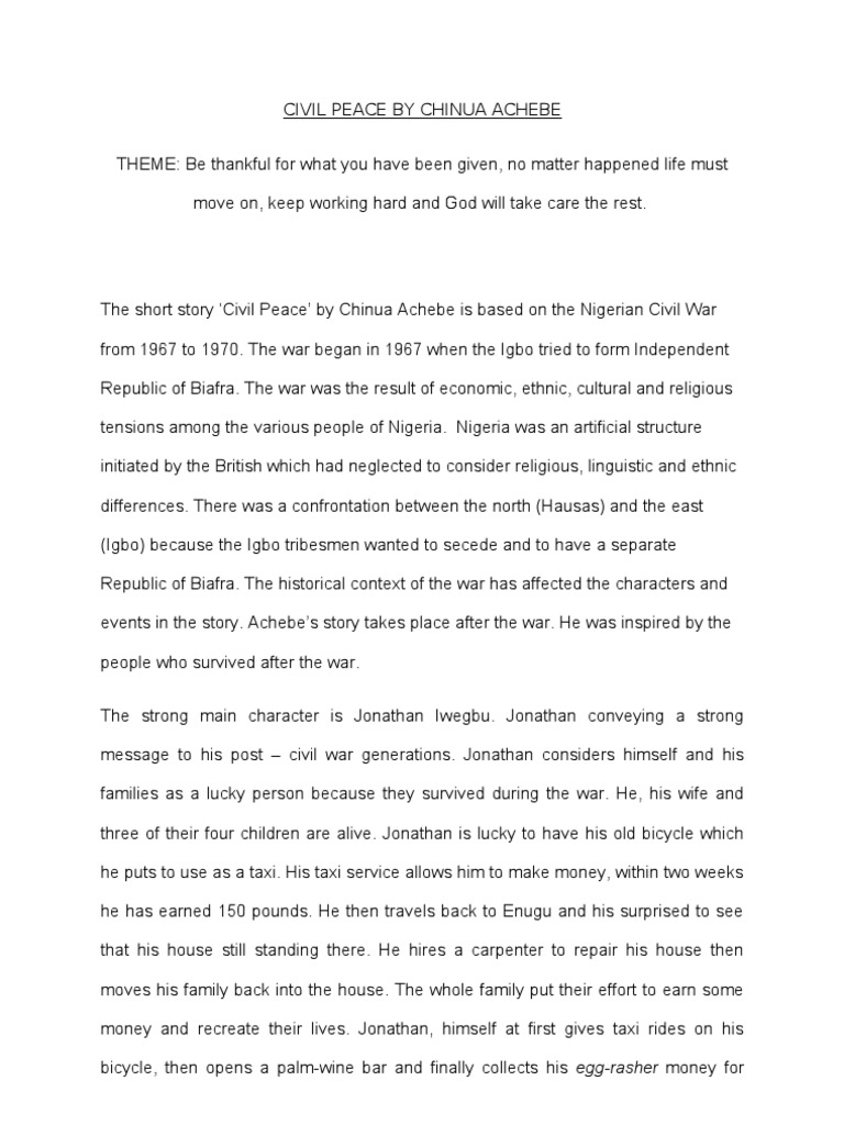 Civil Peace By Chinua Achebe Pdf