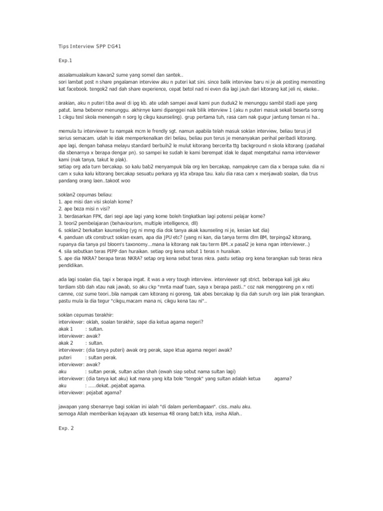 Tips Interview Spp Dg41 Pdf