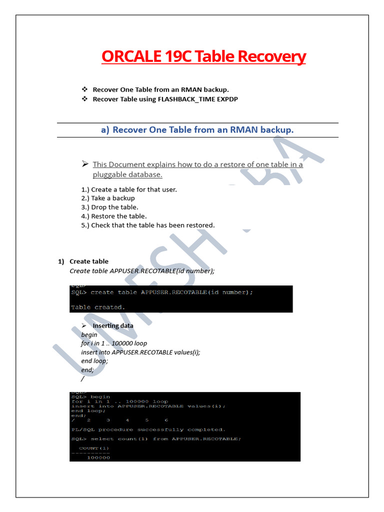 Table Recovery | PDF