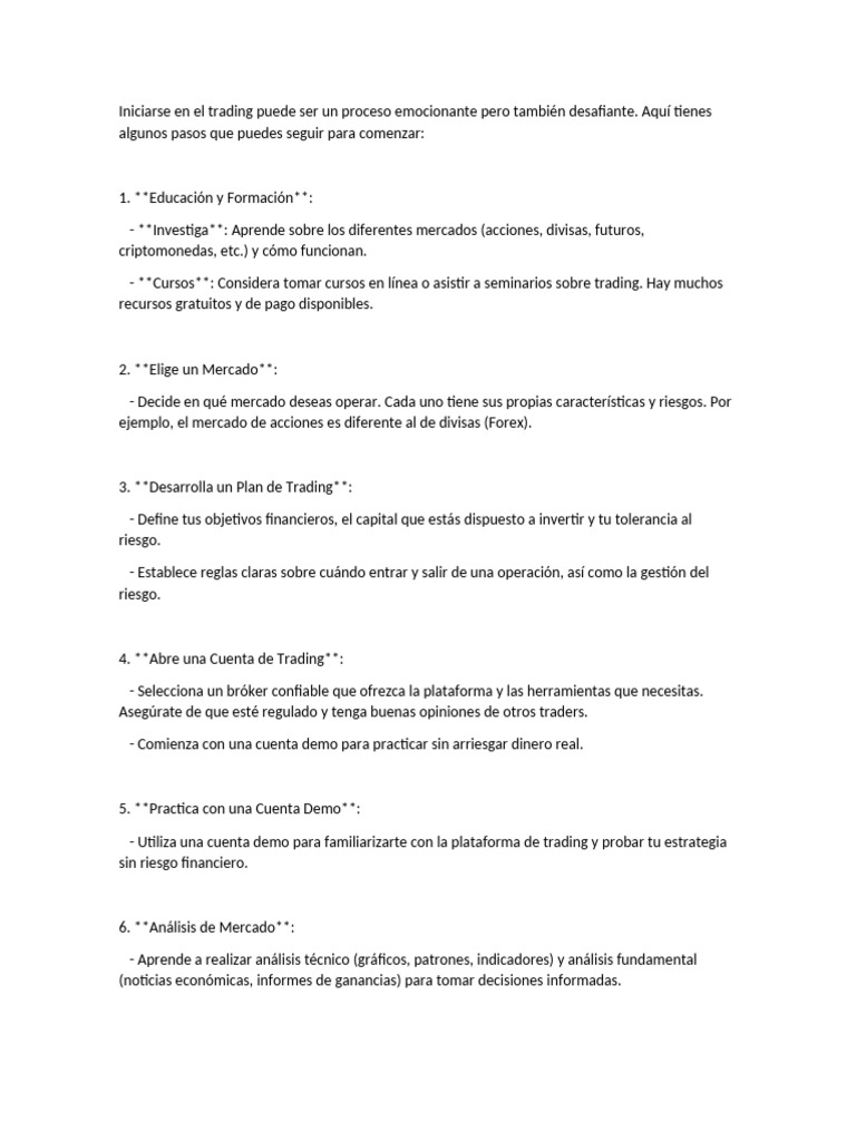 Como Iniciar en El Trading | PDF | Comerciante (Finanzas) | Negocios