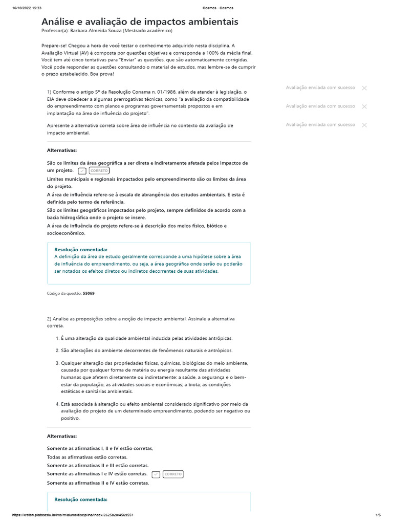 Análise de Impactos Ambientais | PDF | Ambiente natural | Declaração de ...