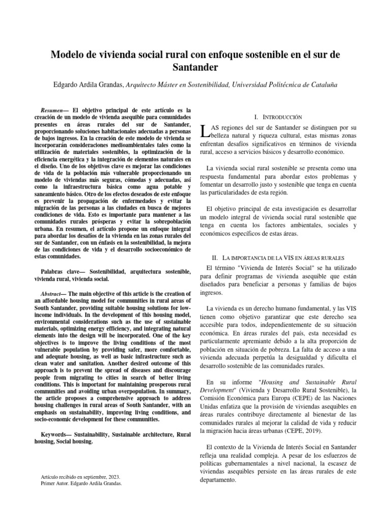 Modelo de Vivienda Social Rural | PDF
