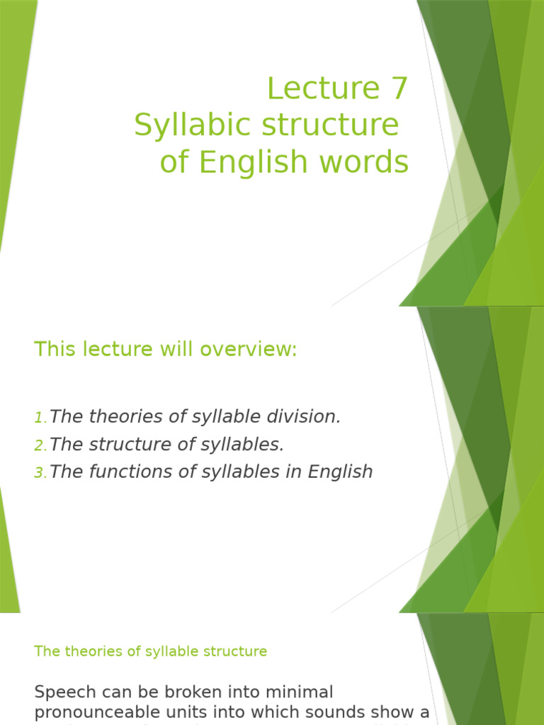 Lecture 7 Syllable | PDF