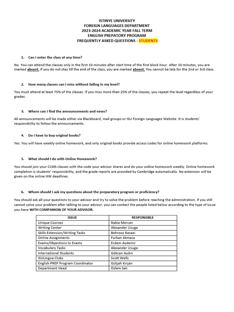 Prep Faq Students 2023 2024 | PDF