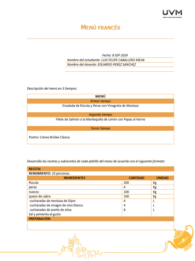 A2 - Menu Frances LFCM | PDF