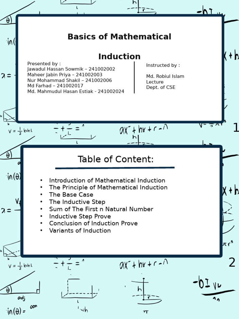 Basics of Mathematical Induction | PDF