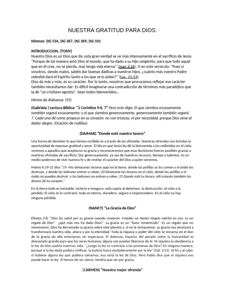 Gratitud a Dios: Ofrendas y Fe | PDF | Gracia divina | Sacrificio
