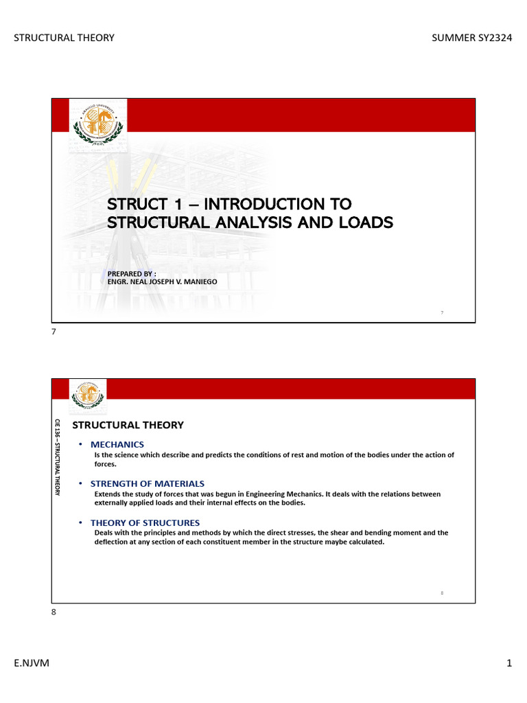 Struct 1 Introduction To Structural Analysis and Loads | PDF
