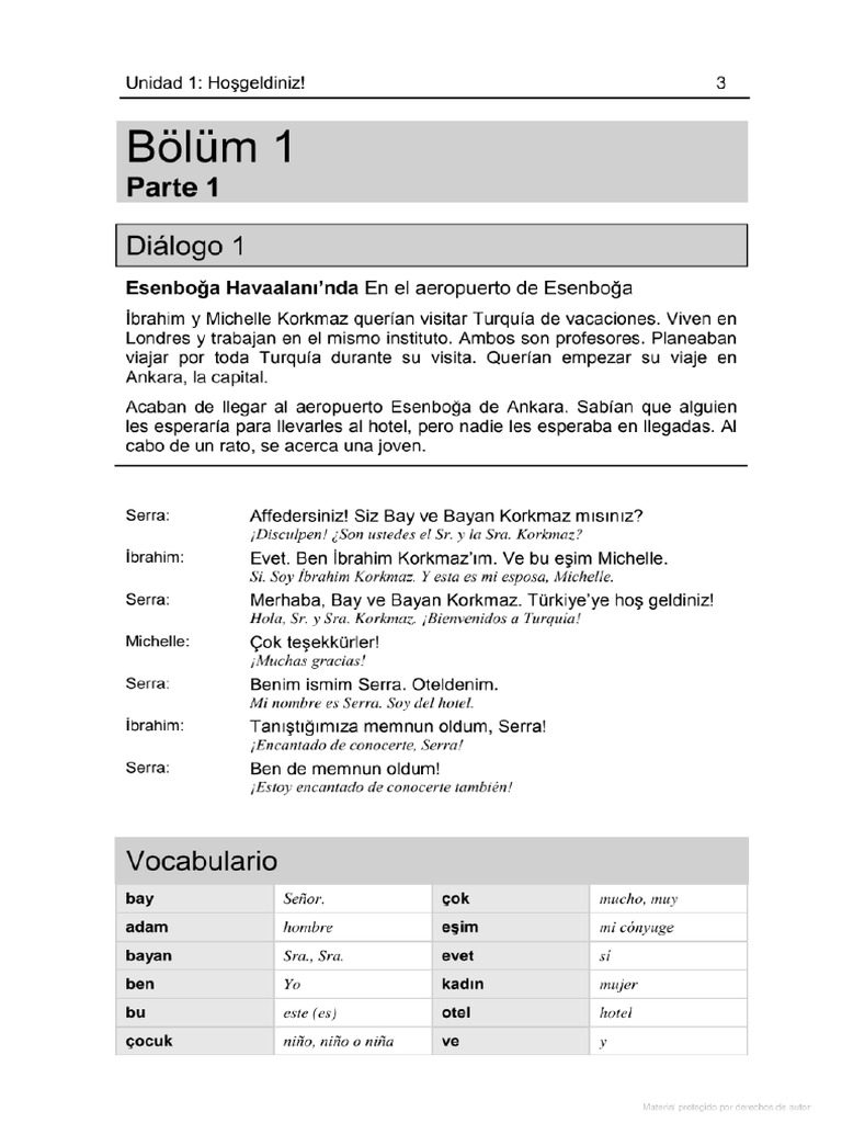 Ejercicio Turco Basico 2 | PDF