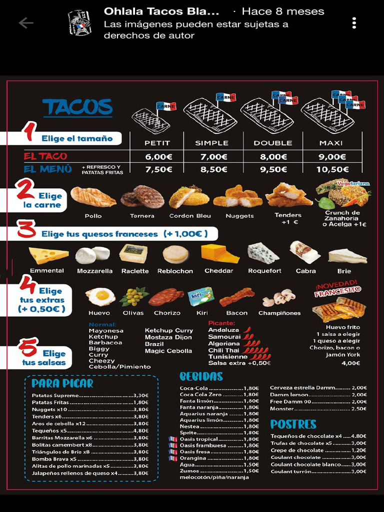 Menú de Ohlàlà Tacos | PDF