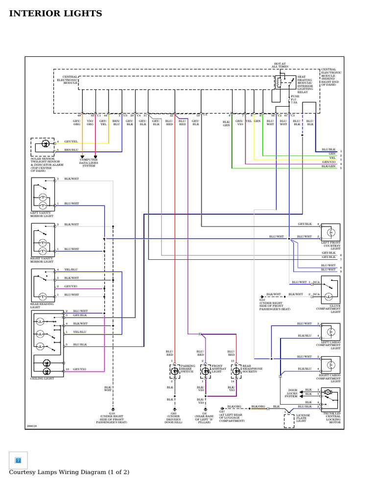 INTERIOR LIGHTS Volvo S80 2009 SYSTEM WIRING DIAGRAMS PDF