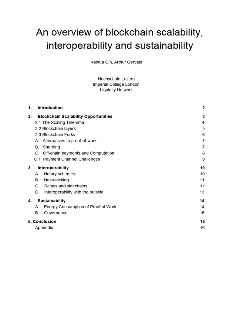 An Overview of Blockchain Scalability Interoperability and ...