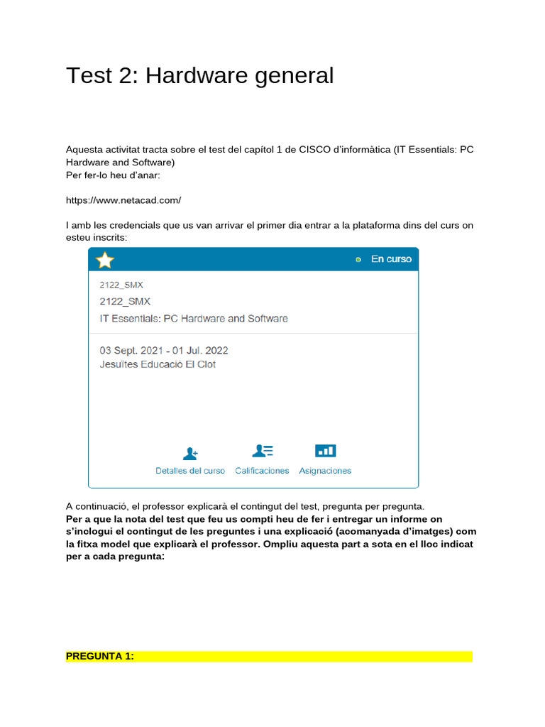 Activitat 2 - TEST 2 | PDF